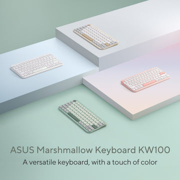 ASUS Marshmallow Keyboard KW100, 75%, Wireless, Bluetooth, Scissor key switch, White