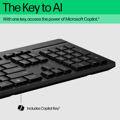 HP 125 Wired Keyboard, Full-size (100%), Wired, USB, Black