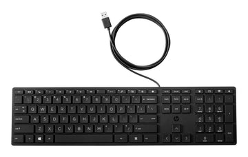 HP Wired Desktop 320K Keyboard, Full-size (100%), USB, Black