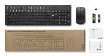 Lenovo 4X31R64484, Full-size (100%), Wireless, RF Wireless, Scissor key switch, Black, Mouse included