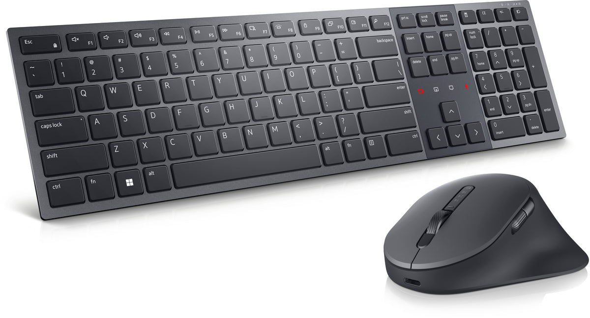 DELL Pro Premium Collaboration Keyboard and Mouse - KM900 - UK (QWERTY), Wireless, RF Wireless + Bluetooth, Scissor key switch, QWERTY, Graphite, Mouse included