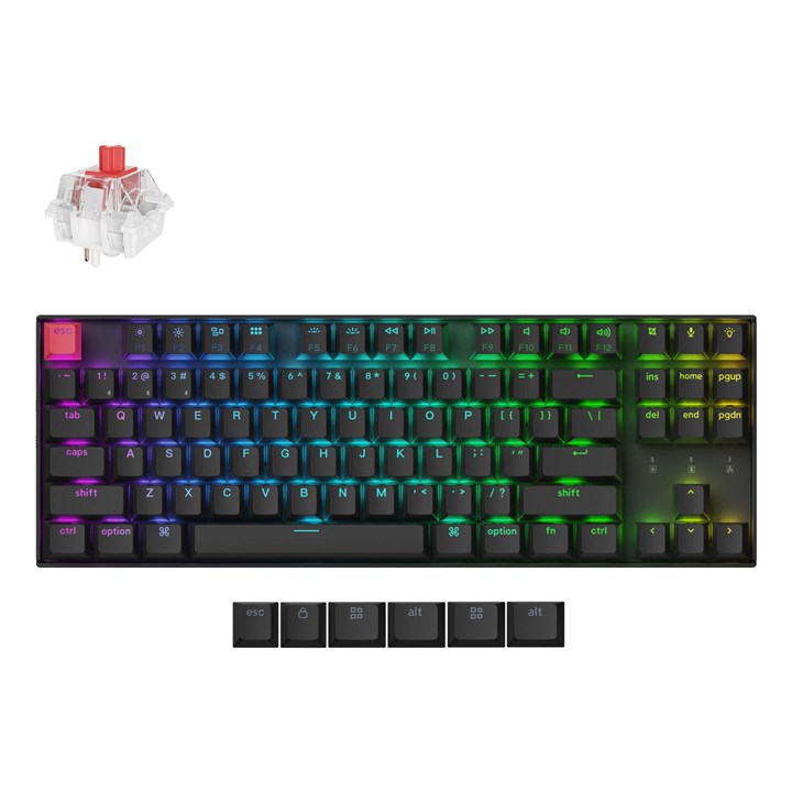Keychron K8 QMK Version 2, Wired & Wireless, USB + Bluetooth, Mechanical, QWERTY, RGB LED, Black