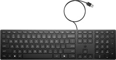 HP Wired Desktop 320K Keyboard, Full-size (100%), Wired, USB, Membrane, Black