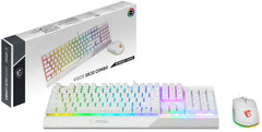 MSI VIGOR GK30 COMBO WHITE UK RGB MEMchanical Gaming Keyboard + Clutch GM11 WHITE Gaming Mouse ' UK Layout, 6-Zone RGB Lighting Keyboard, Dual-Zone RGB Lighting Mouse, 5000 DPI Optical Sensor, Center', Wired, USB, Membrane, QWERTY, RGB LED, White