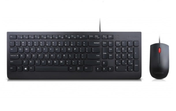Lenovo Essential Wired Keyboard and Mouse Combo, Full-size (100%), Wired, USB, QWERTY, Black, Mouse included