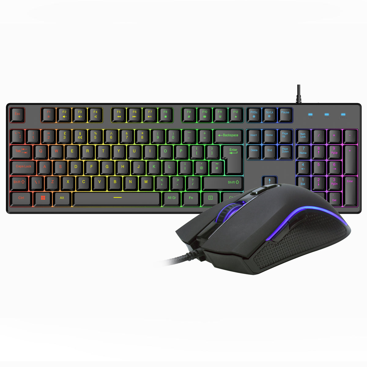 VIDA REBEL 2IN1 BLACK USB DESK KIT, Wired, USB, Membrane, QWERTY, RGB LED, Black