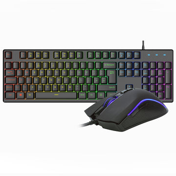 VIDA REBEL 2IN1 BLACK USB DESK KIT, Wired, USB, Membrane, QWERTY, RGB LED, Black