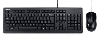 ASUS U2000 KEYBOARD+MOUSE, Full-size (100%), USB, Membrane, QWERTY, Black, Mouse included