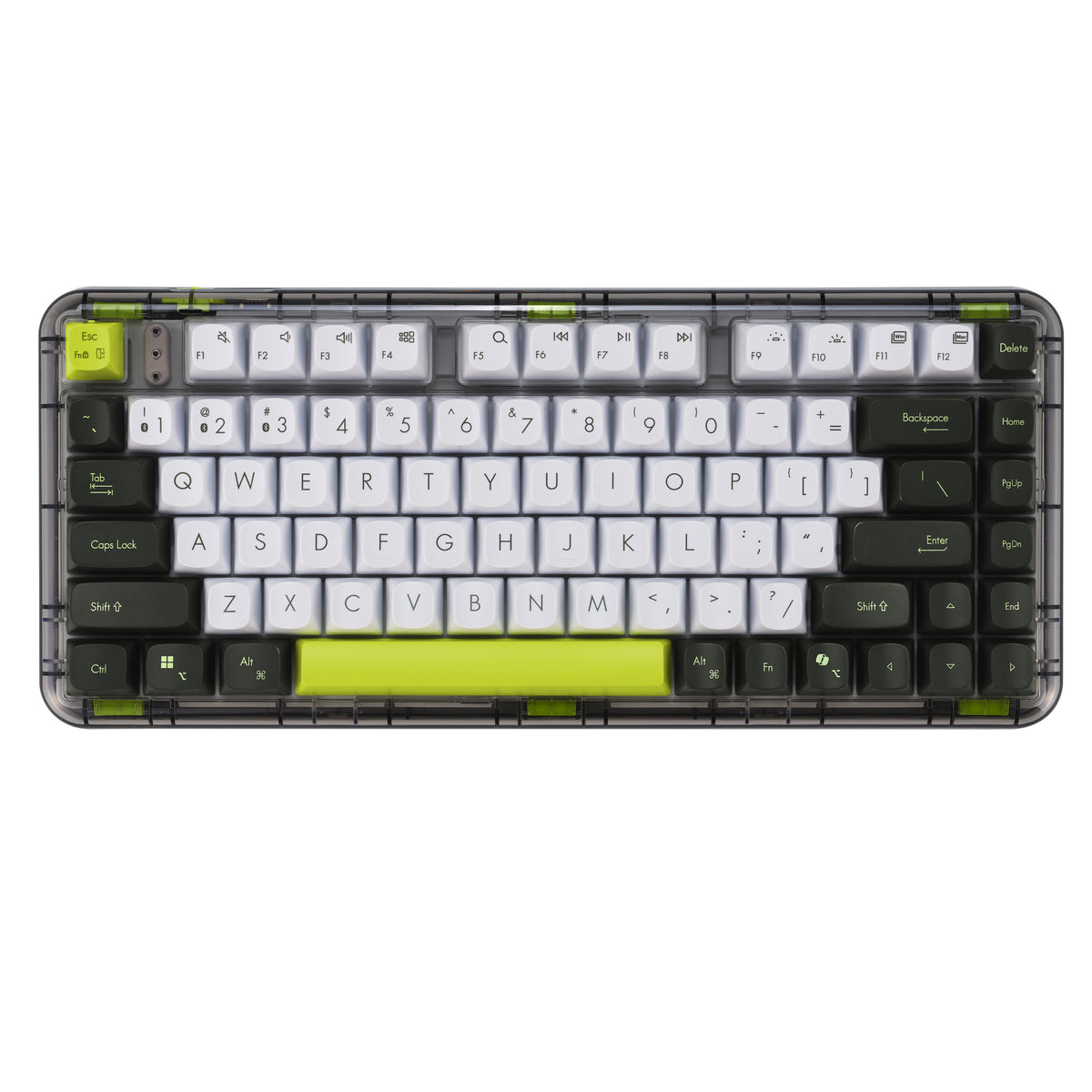 ASUS Jelly75 KD201, 75%, Wired & Wireless, USB + RF Wireless + Bluetooth, Mechanical, Green, White, Black