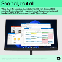 HP E-Series E22 G5, 54.6 cm (21.5"), 1920 x 1080 pixels, Full HD, LED, 5 ms, Black, Silver