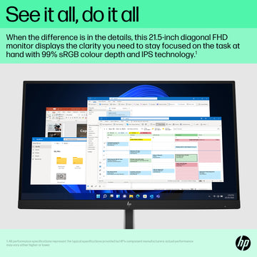 HP E-Series E22 G5, 54.6 cm (21.5"), 1920 x 1080 pixels, Full HD, LED, 5 ms, Black, Silver