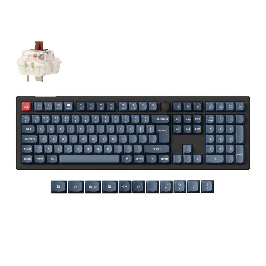 Keychron V6 Max, Wired & Wireless, USB + RF Wireless + Bluetooth, Mechanical, QWERTY, RGB LED, Black, Grey