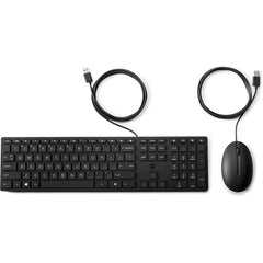 HP Wired Desktop 320MK Mouse and Keyboard, Wired, USB, Membrane, Black, Mouse included