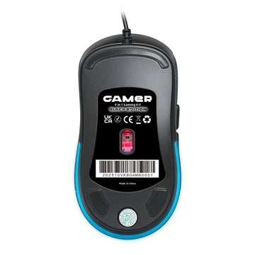 VIDA GAMER BLK 4IN1 USB KB MS HS KIT, Wired, USB, Membrane, QWERTY, RGB LED, Black