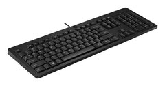 HP 125 Wired Keyboard, Full-size (100%), Wired, USB, Plunger key switch, Black
