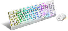 MSI VIGOR GK30 COMBO WHITE UK RGB MEMchanical Gaming Keyboard + Clutch GM11 WHITE Gaming Mouse ' UK Layout, 6-Zone RGB Lighting Keyboard, Dual-Zone RGB Lighting Mouse, 5000 DPI Optical Sensor, Center', Wired, USB, Membrane, QWERTY, RGB LED, White