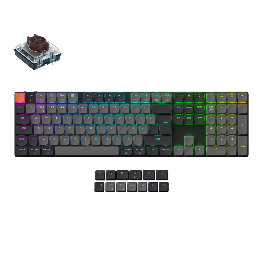 Keychron K5 Version 2, Wired & Wireless, USB + Bluetooth, Mechanical, QZERTY, RGB LED, Black