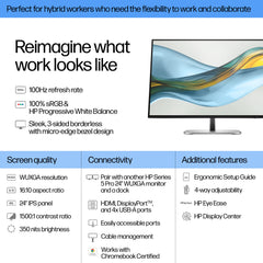 HP Series 5 Pro 24 inch WUXGA Monitor - 524pn, 61 cm (24"), 1920 x 1200 pixels, WUXGA, 5 ms, Black