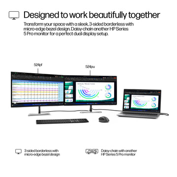 HP Series 5 Pro 23.8 inch FHD USB-C Monitor - 524pu, 60.5 cm (23.8"), 1920 x 1080 pixels, Full HD, LCD, 5 ms, Black, Silver