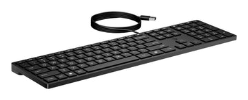 HP Wired Desktop 320K Keyboard, Full-size (100%), USB, Black