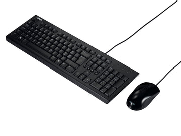 ASUS U2000 KEYBOARD+MOUSE, Full-size (100%), USB, Membrane, QWERTY, Black, Mouse included