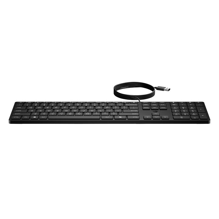 HP Wired Desktop 320K Keyboard, Full-size (100%), Wired, USB, Membrane, Black