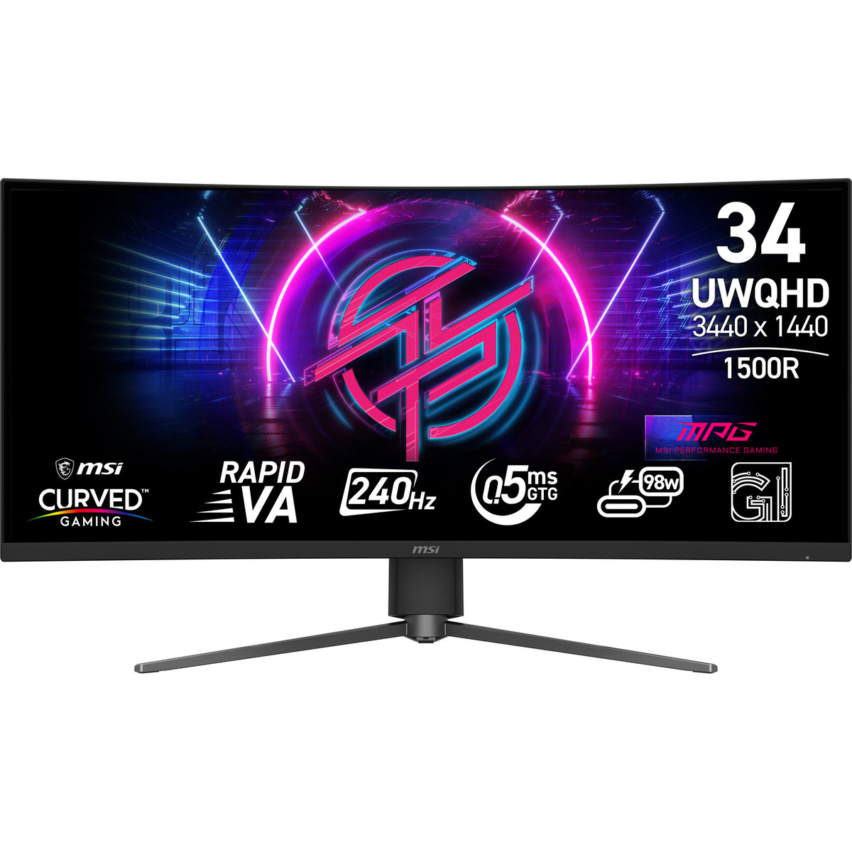 MSI MPG 346CQRF X24, 86.4 cm (34"), 3440 x 1440 pixels, UltraWide Quad HD, 0.5 ms, Black