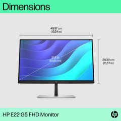 HP E-Series E22 G5, 54.6 cm (21.5"), 1920 x 1080 pixels, Full HD, LED, 5 ms, Black, Silver