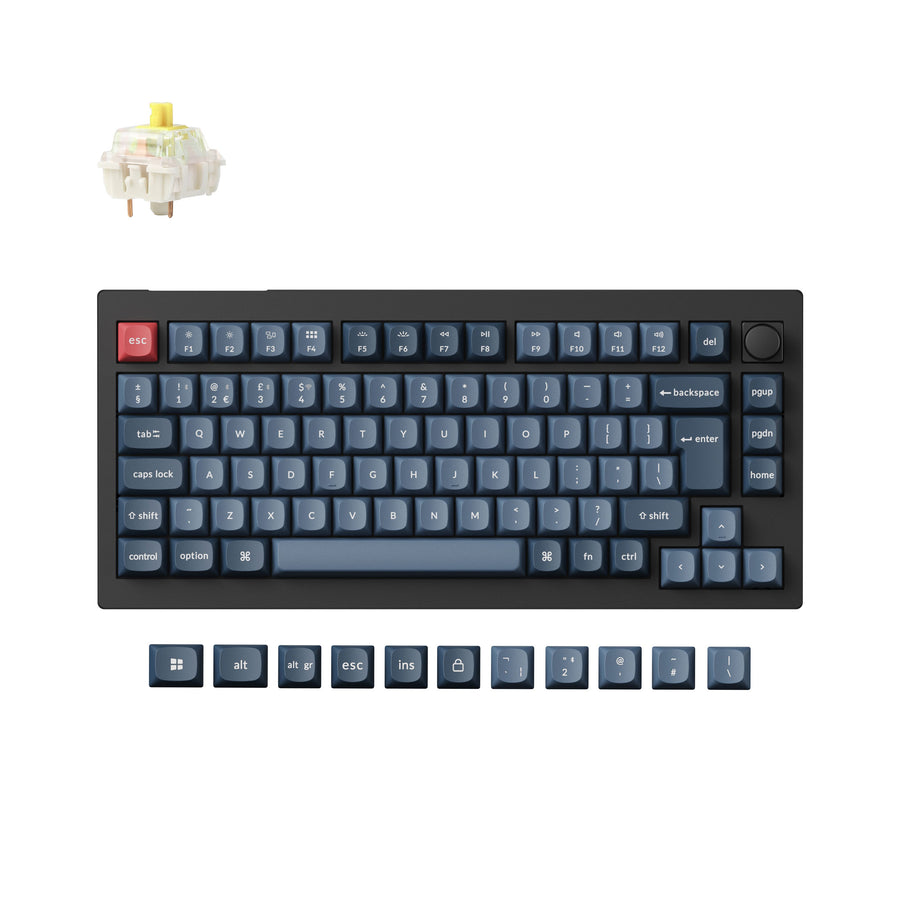 Keychron V1 Max, Wired & Wireless, USB + RF Wireless + Bluetooth, Mechanical, QWERTY, RGB LED, Black, Grey