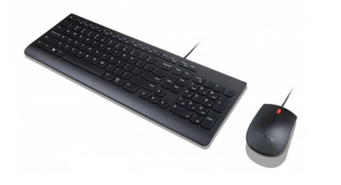 Lenovo Essential, Full-size (100%), Wired, USB, Black, Mouse included