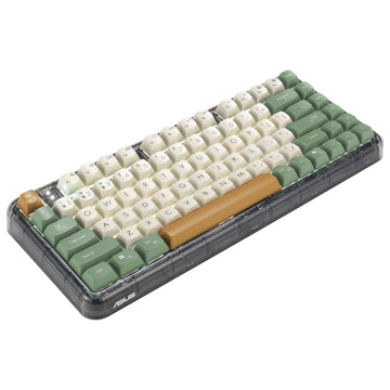 ASUS Jelly75 KD201, 75%, Wired & Wireless, USB + RF Wireless + Bluetooth, Mechanical, Green, Beige, Orange