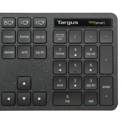 Targus EcoSmart AKB873UK, Full-size (100%), Wireless, RF Wireless + Bluetooth, QWERTY, Black