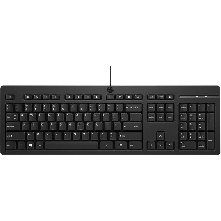 HP 125 Wired Keyboard (Bulk), Full-size (100%), Wired, USB, Black