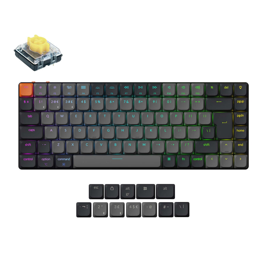 Keychron K3, Wired & Wireless, USB + Bluetooth, Mechanical, QWERTY, RGB LED, Grey