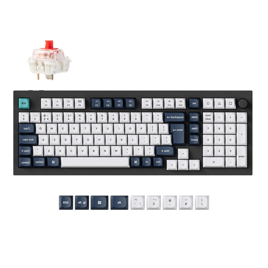 Keychron Q5 Max, Wired & Wireless, USB + RF Wireless + Bluetooth, Mechanical, QWERTY, RGB LED, Black, White