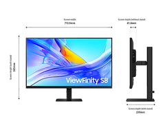 Samsung ViewFinity S8 LS27D800UAU, 68.6 cm (27"), 3840 x 2160 pixels, Quad HD, 5 ms, Black