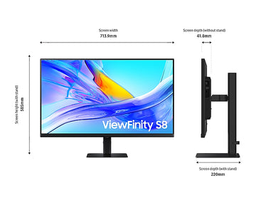 Samsung ViewFinity S8 LS27D800UAU, 68.6 cm (27"), 3840 x 2160 pixels, Quad HD, 5 ms, Black