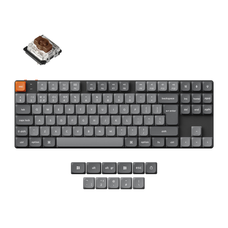 Keychron K1 Max, Wired & Wireless, USB + RF Wireless + Bluetooth, Mechanical, QWERTY, RGB LED, Black