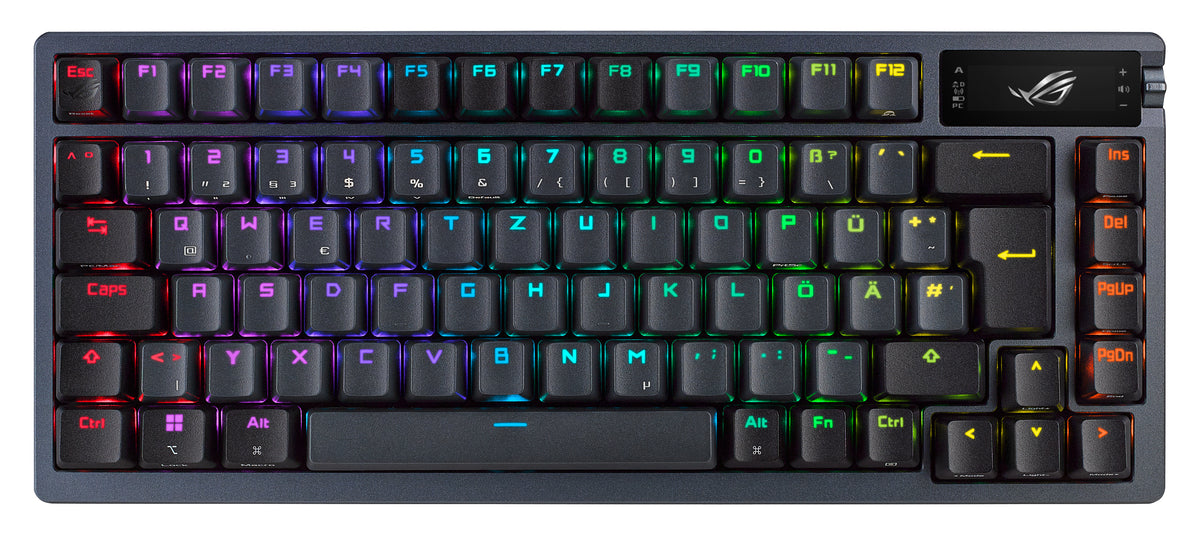 ASUS ROG Azoth, Wired & Wireless, USB + RF Wireless + Bluetooth, Mechanical, QWERTY, RGB LED, Black