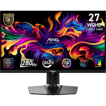 MSI MAG 271QP QD-OLED X28, 67.3 cm (26.5"), 2560 x 1440 pixels, Wide Quad HD, QD-OLED, 0.03 ms, Black
