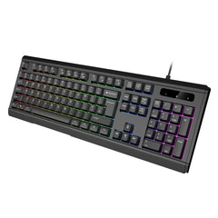 VIDA GAMER BLK 4IN1 USB KB MS HS KIT, Wired, USB, Membrane, QWERTY, RGB LED, Black