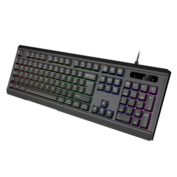 VIDA GAMER BLK 4IN1 USB KB MS HS KIT, Wired, USB, Membrane, QWERTY, RGB LED, Black