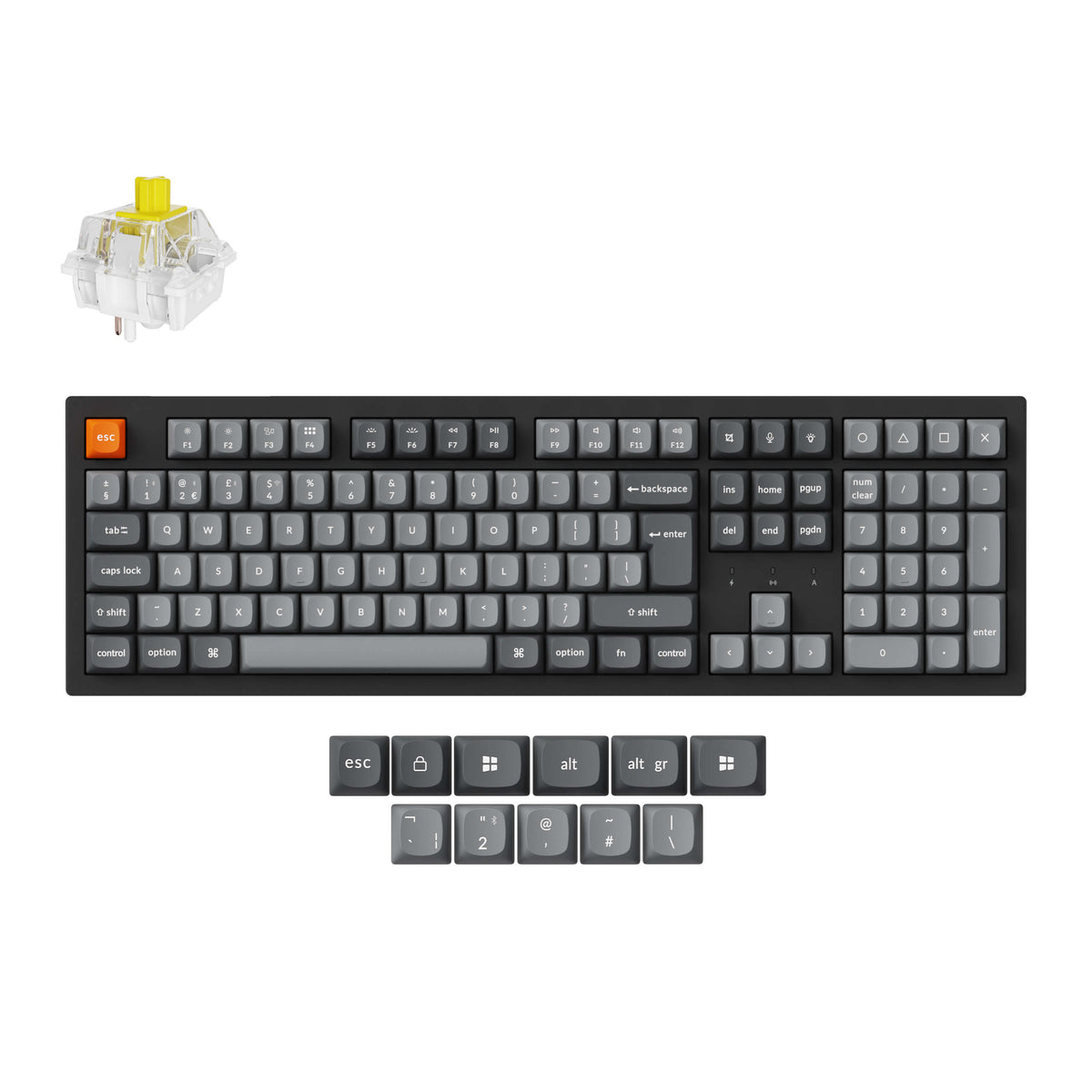 Keychron K10 Max, Wired & Wireless, USB + RF Wireless + Bluetooth, Mechanical, QWERTY, RGB LED, Black