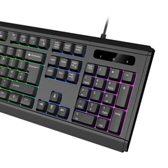 VIDA GAMER BLK 4IN1 USB KB MS HS KIT, Wired, USB, Membrane, QWERTY, RGB LED, Black