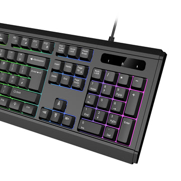 VIDA GAMER BLK 4IN1 USB KB MS HS KIT, Wired, USB, Membrane, QWERTY, RGB LED, Black