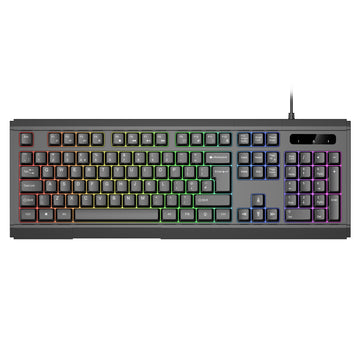 VIDA GAMER BLK 4IN1 USB KB MS HS KIT, Wired, USB, Membrane, QWERTY, RGB LED, Black