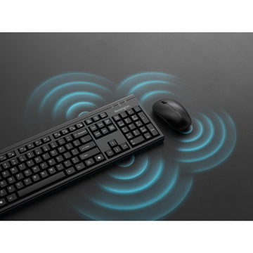 Kensington KM270 EQ Rechargeable Desktop Set – Wireless, Full-size (100%), Wireless, RF Wireless + Bluetooth, Black