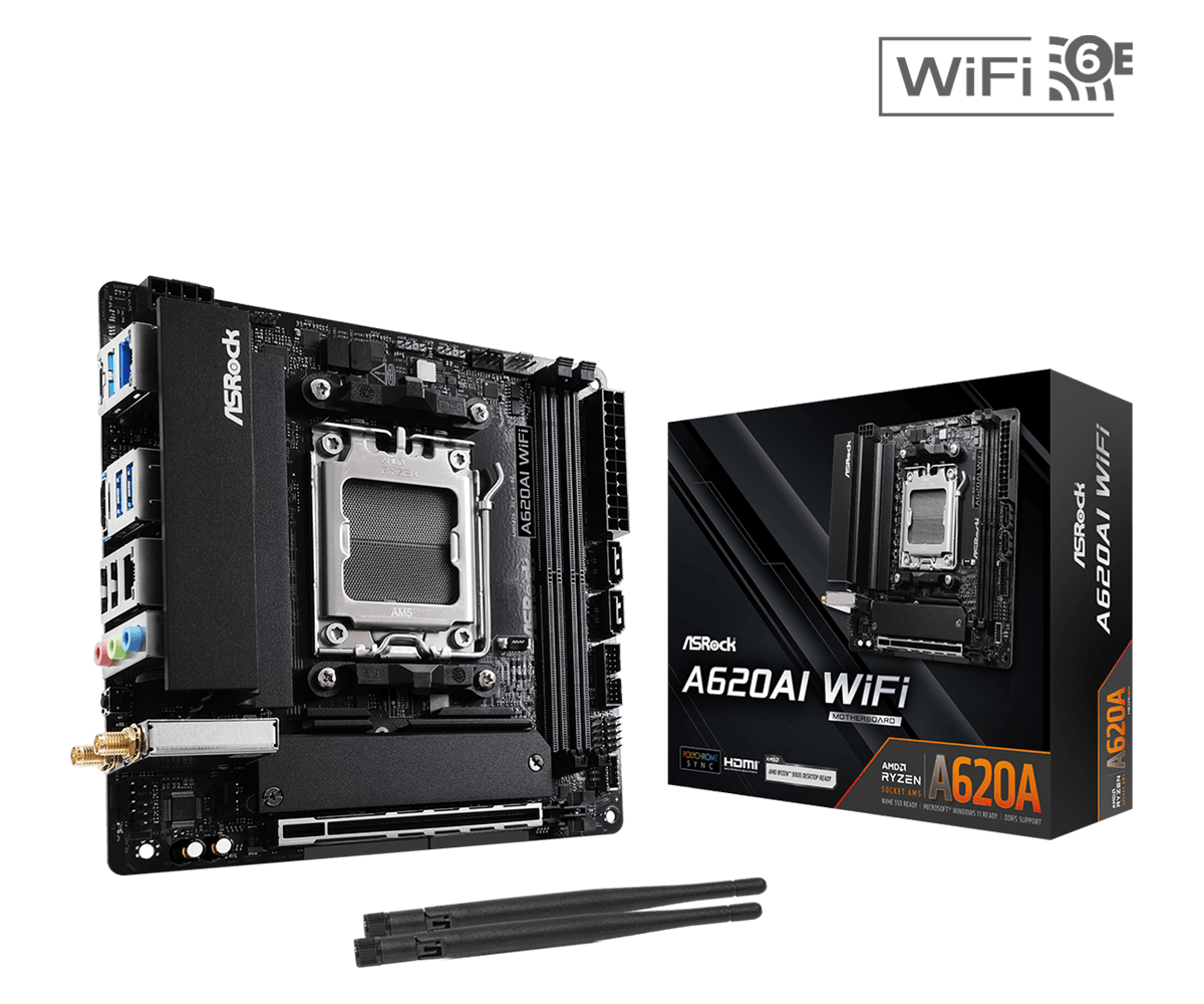 ASRock A620AI WiFi AMD A620A Socket AM5 Mini-ITX Motherboard