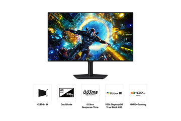 Samsung 32" Odyssey OLED G7 G73SH UHD Dual Mode 330Hz Gaming Monitor, 81.3 cm (32"), 3840 x 2160 pixels, 4K Ultra HD, OLED, 0.03 ms, Black