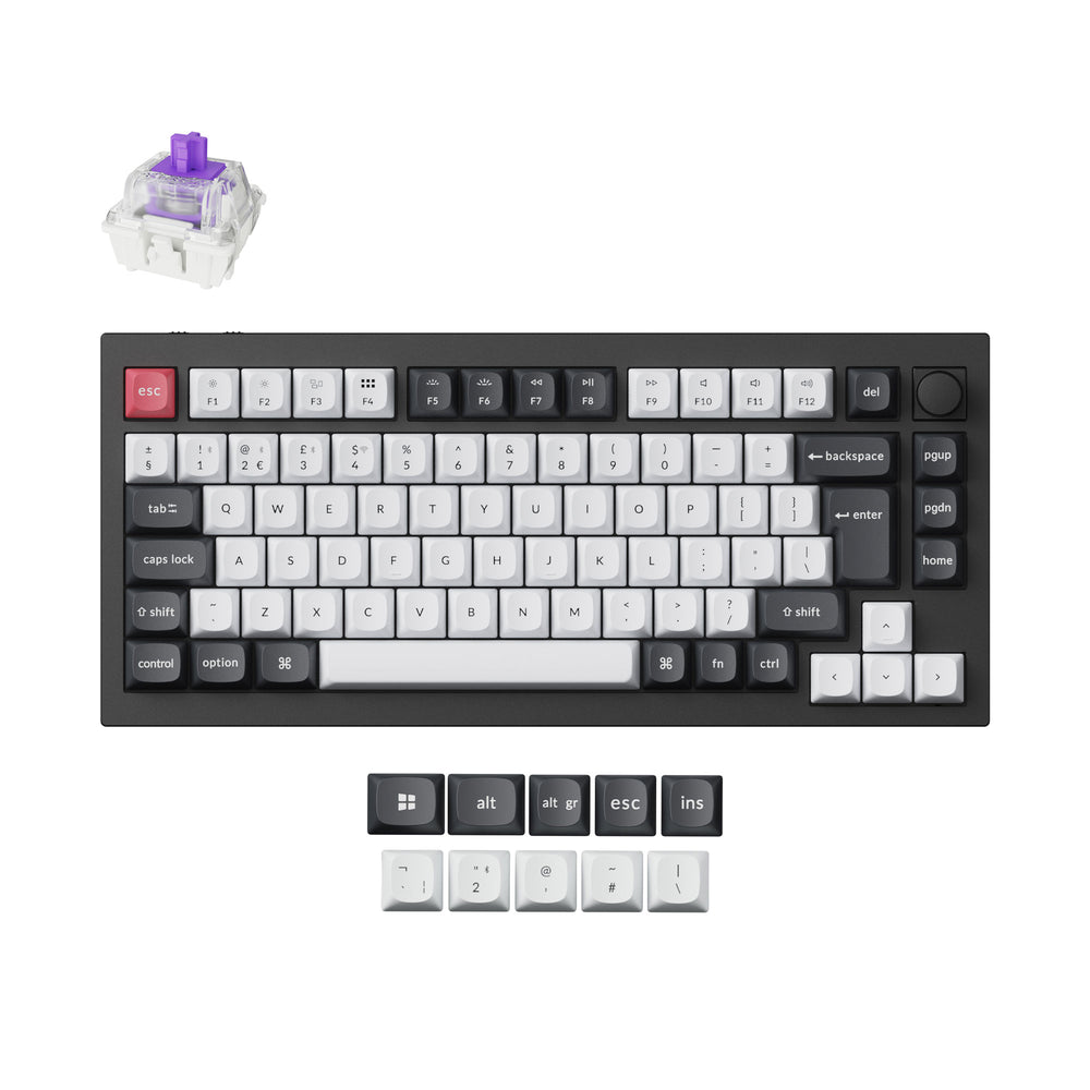 Keychron Q1 HE, Wired & Wireless, USB + RF Wireless + Bluetooth, Magnetic-mechanical key switch, QWERTY, RGB LED, Black, Grey